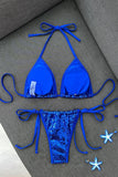 Sequin Halter Tie-Side Bikini Set