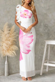 Floral Print One-Shoulder Maxi Dress