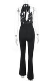Halter-Neck Lace Bust Jumpsuit