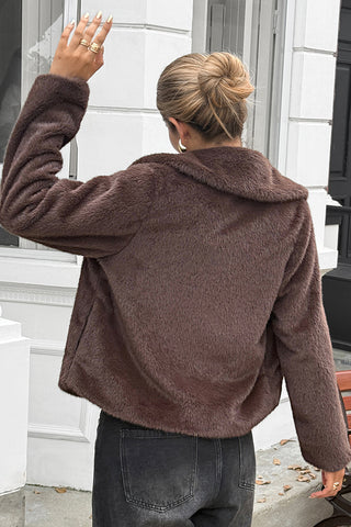 Chic Snap-Front Faux Fur Coat