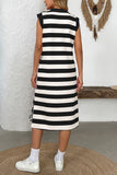 Striped Polo Neck Casual Dress