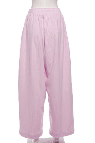 Elastic Waist Wide-Leg Casual Pants