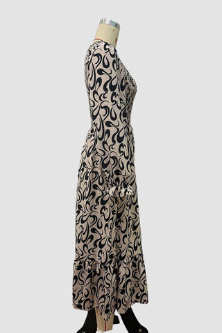 Printed Long-Sleeve Casual Dress