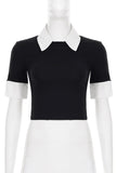 Contrast Collar Short Sleeve T-Shirt
