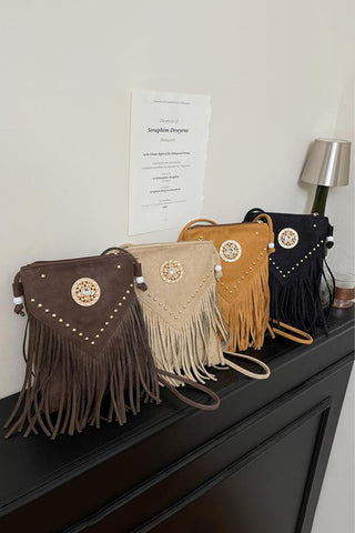 Fringe Shoulder Bag with Embellishments