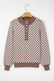 Buttoned Checkerboard Sweater