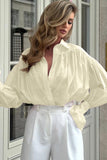 Gathered Sleeve Button-Up Shirt