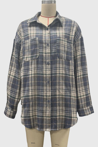 Plaid Button-Front Shirt