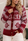Fair Isle Knit Button-Front Cardigan