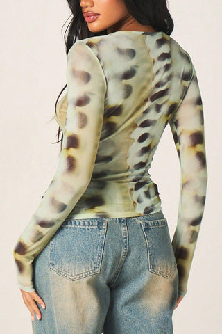 Tie-Dye Crew Neck Long Sleeve T-Shirt