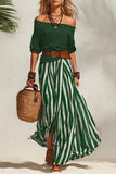 Off-Shoulder Top and Striped Maxi Skirt Set