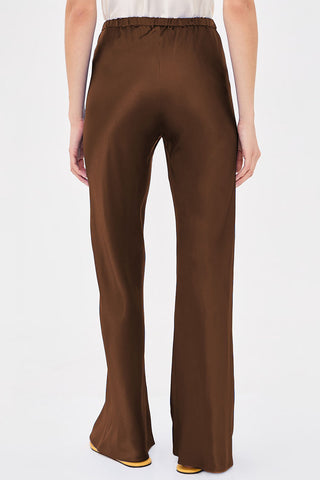 Satin Smocked Waist Wide-Leg Casual Pants