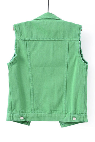 Sleeveless Collared Button-Front Vest