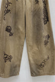 Floral Print High-Waist Baggy Jeans