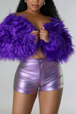Fuzzy Open-Front Long Sleeve Jacket