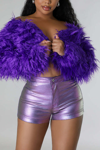 Fuzzy Open-Front Long Sleeve Jacket