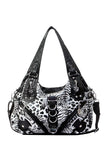 Animal Print Hobo Bag with Hardware