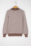 Buttoned Checkerboard Sweater