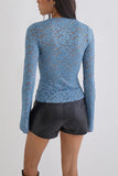 Lace V-Neck Sheer Blouse