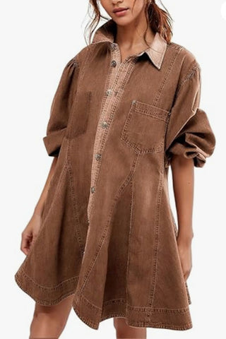 Classic Button-Front Denim Dress