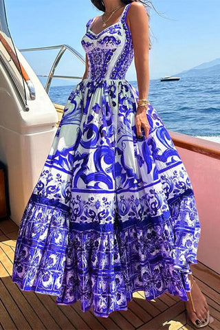 V-Neck Bohemian Maxi Dress