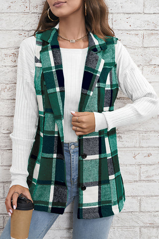 Buttoned Plaid Vest for Versatile Styling