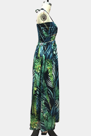 Tropical Halter Maxi Dress