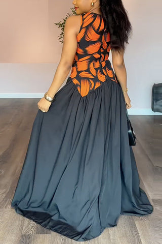 Halter Neck Maxi Dress with Flowing Skirt