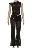 Asymmetric Lace Pants Set