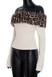 Off-Shoulder Faux Fur Trim Top