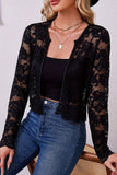 Lace Long-Sleeve Blouse with Open Front