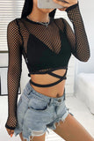 Mesh Long-Sleeve Crop Top