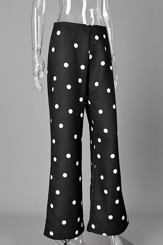 Polka Dot Wide-Leg Casual Pants