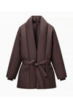 Belted Shawl Collar Puffer Coat