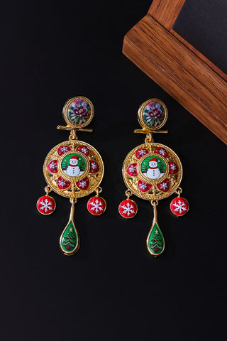 Enamel Bird Motif Dangle Earrings