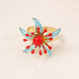 Floral Enamel Statement Ring