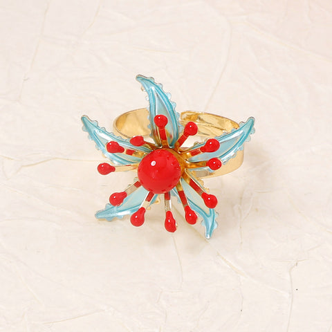 Floral Enamel Statement Ring
