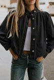 Stand-Collar Button-Front Denim Jacket