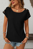 Button-Accent Eyelet T-Shirt