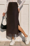 High-Waist Side-Slit Midi Skirt