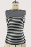 Striped Sleeveless Mock Neck Tank Top