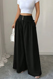 Button Front High Waist Wide Leg Pants