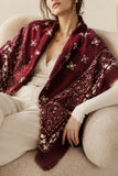 Paisley Print Fringed Open Poncho