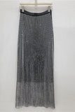 Sparkle Embellished Straight Midi Skirt