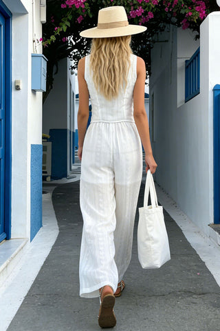 Lace-Up Sleeveless Wide-Leg Set