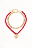 Beaded Toggle Bar Heart Charm Necklace