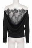 Lace Back Long Sleeve Blouse