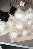 Lace Trim Satin Spaghetti Strap Bralette