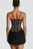 Square Neck Lace Corset Mini Dress