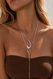 Layered Teardrop Pendant Lariat Necklace